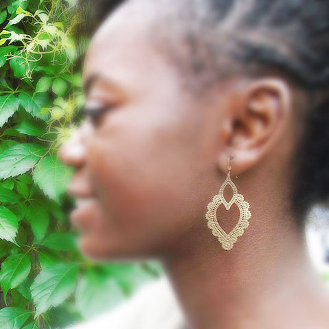 LAVISHY light weight intricate lacy filigree earrings