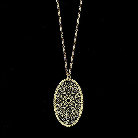 Online shopping for LAVISHY unique, beautiful & affordable light weight intricate filigree pendant necklace. Great for everyday wear, or as gift for family & friends. Wholesale at www.lavishy.com for gift shop, clothing & fashion accessories boutique, book store since 2001.