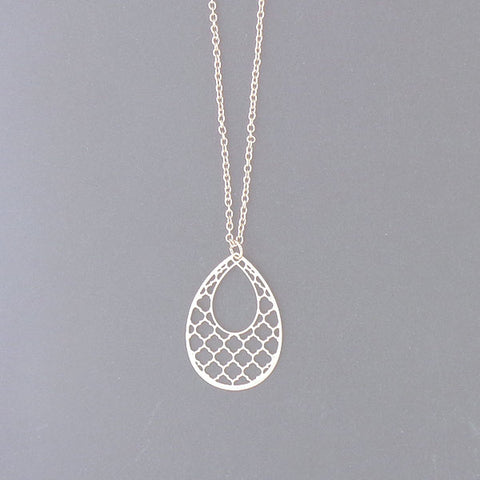 Online shopping for LAVISHY unique, beautiful & affordable light weight intricate filigree pendant necklace. Great for everyday wear, or as gift for family & friends. Wholesale at www.lavishy.com for gift shop, clothing & fashion accessories boutique, book store since 2001.