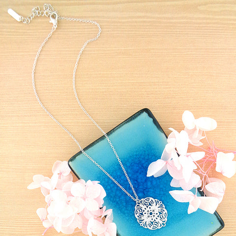 Online shopping for LAVISHY unique, beautiful & affordable light weight intricate filigree pendant necklace. Great for everyday wear, or as gift for family & friends. Wholesale at www.lavishy.com for gift shop, clothing & fashion accessories boutique, book store since 2001.