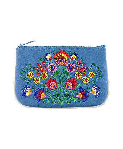 LAVISHY  Polish folk art style flower embroidered vegan small pouch/coin purse for everyday use or a gift for your family & friends. Wholesale at www.lavishy.com 