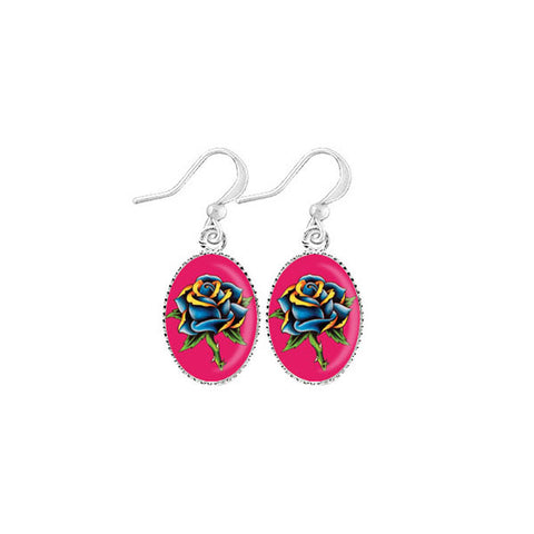 Online shopping for LAVISHY cute & dainty rhodium plated tattoo rose earrings. Fun to wear, make a playful gift for family & friends. Come with FREE gift box. Wholesale at www.lavishy.com for gift shop, clothing & fashion accessories boutique, book store in Canada, USA & worldwide since 2001.