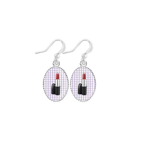 Online shopping for LAVISHY cute & dainty rhodium plated lipstick earrings. Fun to wear, make a playful gift for family & friends. Come with FREE gift box. Wholesale at www.lavishy.com for gift shop, clothing & fashion accessories boutique, book store in Canada, USA & worldwide since 2001.