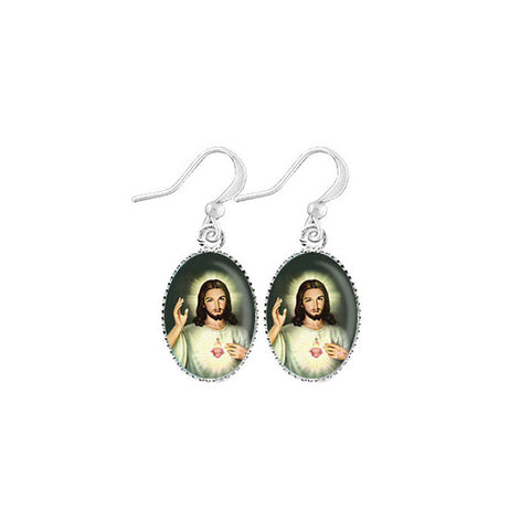 Online shopping for LAVISHY cute & dainty rhodium plated Sacred Heart of Jesus earrings. Fun to wear, make a playful gift for family & friends. Come with FREE gift box. Wholesale at www.lavishy.com for gift shop, clothing & fashion accessories boutique, book store in Canada, USA & worldwide since 2001.