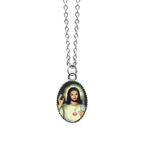 Online shopping for LAVISHY cute & dainty rhodium plated Sacred Heart of Jesus necklace. Fun to wear, make a playful gift for family & friends. Come with FREE gift box. Wholesale at www.lavishy.com for gift shop, clothing & fashion accessories boutique, book store in Canada, USA & worldwide since 2001.