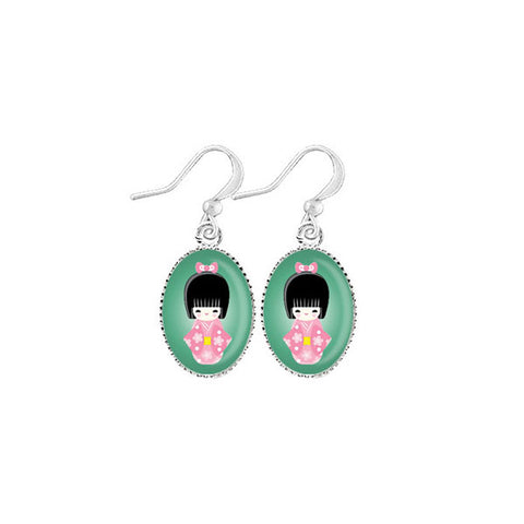 Online shopping for LAVISHY cute & dainty rhodium plated Japanese Doll earrings. Fun to wear, make a playful gift for family & friends. Come with FREE gift box. Wholesale at www.lavishy.com for gift shop, clothing & fashion accessories boutique, book store in Canada, USA & worldwide since 2001.