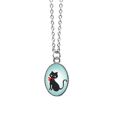 Online shopping for LAVISHY cute & dainty rhodium plated black cat necklace. Fun to wear, make a playful gift for family & friends. Come with FREE gift box. Wholesale at www.lavishy.com for gift shop, clothing & fashion accessories boutique, book store in Canada, USA & worldwide since 2001.