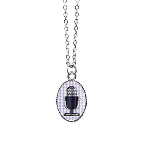 Online shopping for LAVISHY cute & dainty rhodium plated retro microphone necklace. Fun to wear, make a playful gift for family & friends. Come with FREE gift box. Wholesale at www.lavishy.com for gift shop, clothing & fashion accessories boutique, book store in Canada, USA & worldwide since 2001.