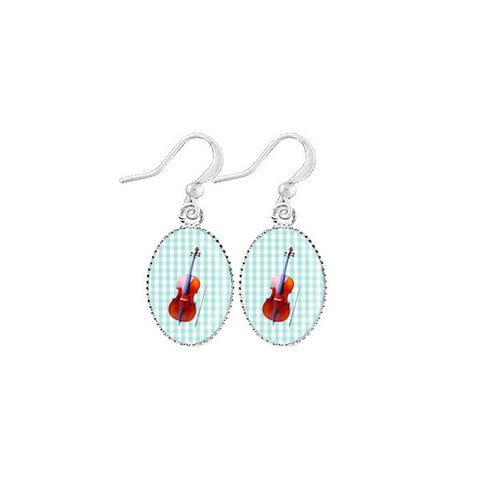 Online shopping for LAVISHY cute & dainty rhodium plated violin earrings. Fun to wear, make a playful gift for family & friends. Come with FREE gift box. Wholesale at www.lavishy.com for gift shop, clothing & fashion accessories boutique, book store in Canada, USA & worldwide since 2001.
