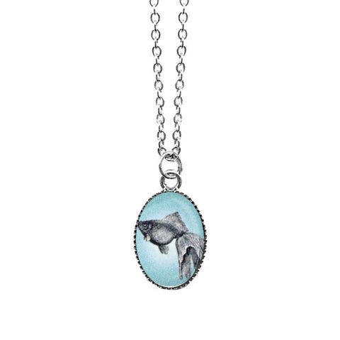Online shopping for LAVISHY cute & dainty rhodium plated goldfish necklace. Fun to wear, make a playful gift for family & friends. Come with FREE gift box. Wholesale at www.lavishy.com for gift shop, clothing & fashion accessories boutique, book store in Canada, USA & worldwide since 2001.