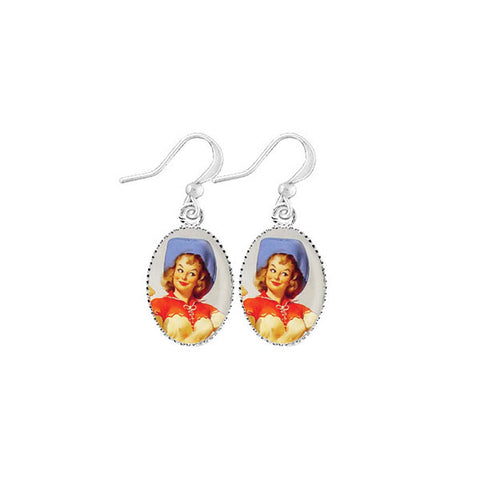 Online shopping for LAVISHY cute & dainty rhodium plated pinup girl earrings. Fun to wear, make a playful gift for family & friends. Come with FREE gift box. Wholesale at www.lavishy.com for gift shop, clothing & fashion accessories boutique, book store in Canada, USA & worldwide since 2001.