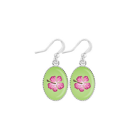 LAVISHY handmade cute & dainty hibiscus flower rhodium plated earrings