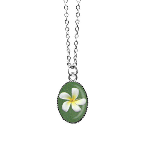 LAVISHY handmade cute & dainty plumeria flower rhodium plated necklace