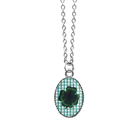 LAVISHY handmade cute & dainty clover leaf rhodium plated necklace