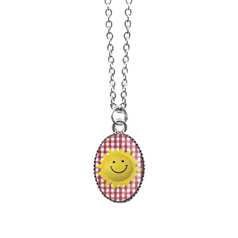 LAVISHY handmade cute & dainty smiley sun rhodium plated necklace