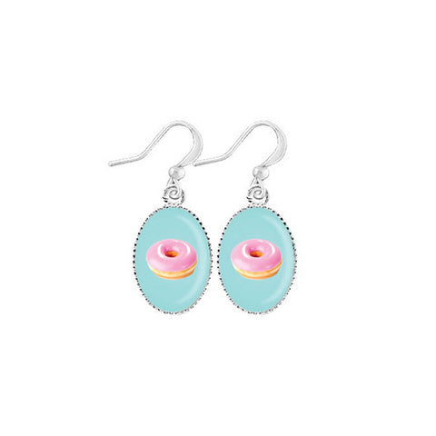 Online shopping for LAVISHY cute & dainty rhodium plated pink donut earrings. Fun to wear, make a playful gift for family & friends. Come with FREE gift box. Wholesale at www.lavishy.com for gift shop, clothing & fashion accessories boutique, book store in Canada, USA & worldwide since 2001.