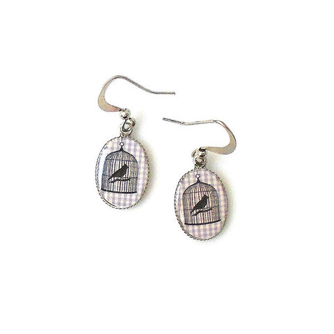 LAVISHY handmade cute & dainty birdcage rhodium plated earrings