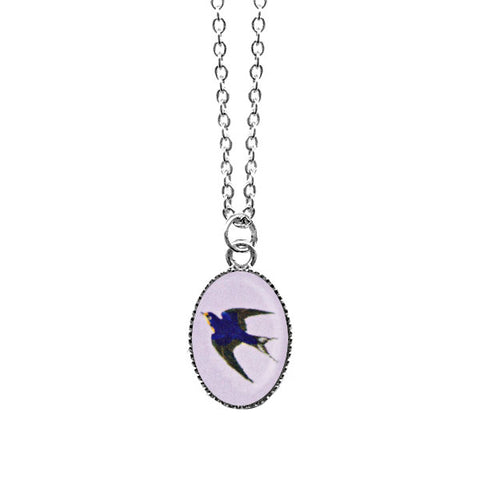 LAVISHY handmade cute & dainty swallow bird rhodium plated necklace