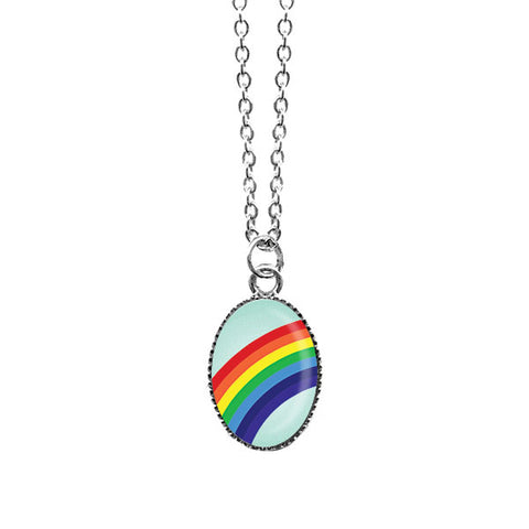 LAVISHY handmade cute & dainty rainbow rhodium plated necklace