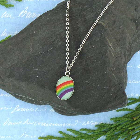 LAVISHY handmade cute & dainty rainbow rhodium plated necklace