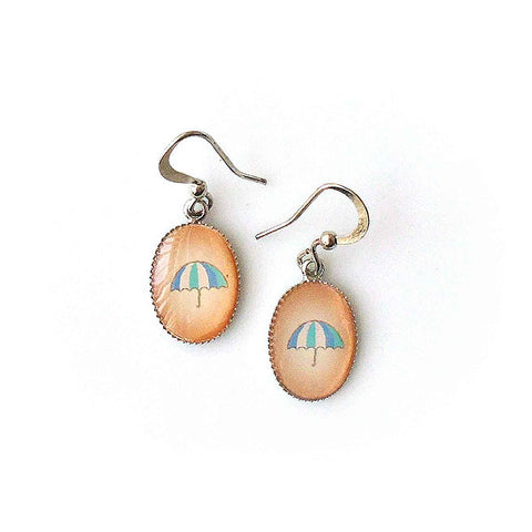 LAVISHY handmade cute & dainty umbrella rhodium plated earrings