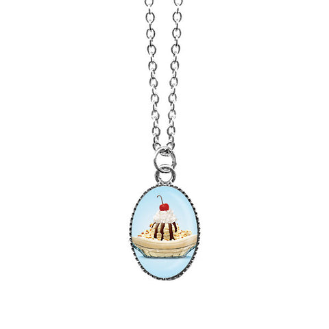LAVISHY handmade cute & dainty banana split rhodium plated necklace