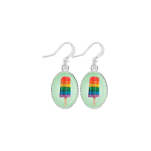 LAVISHY handmade cute & dainty rainbow popsicle rhodium plated earrings