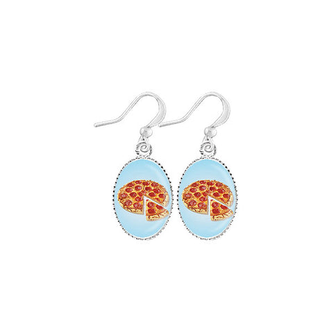 LAVISHY handmade cute & dainty pizza rhodium plated earrings