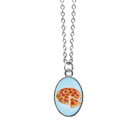 LAVISHY handmade cute & dainty pizza rhodium plated necklace