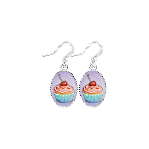 LAVISHY handmade cute & dainty cup cake rhodium plated earrings