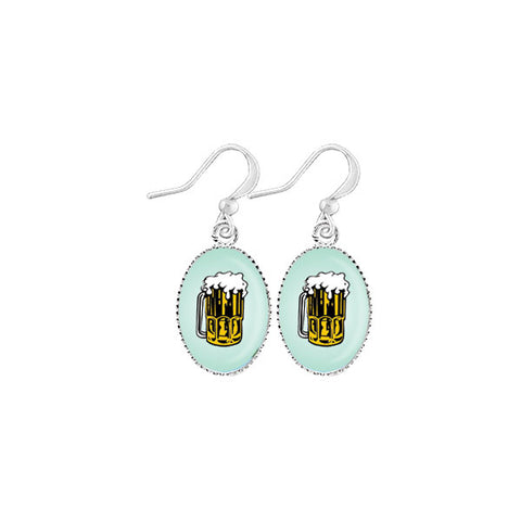 LAVISHY handmade cute & dainty beer rhodium plated earrings