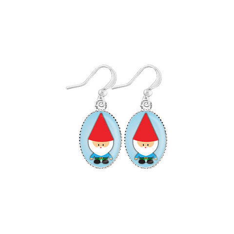 LAVISHY handmade cute & dainty garden gnome rhodium plated earrings