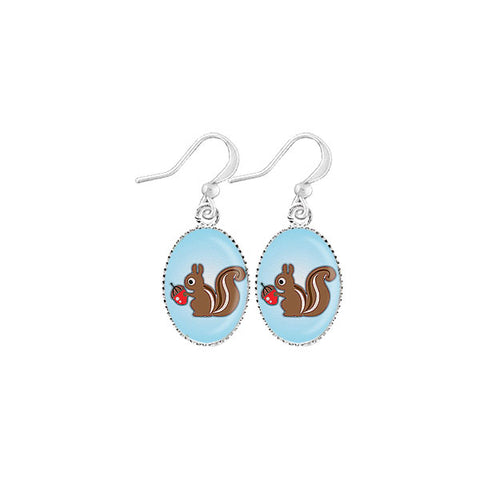 LAVISHY handmade cute & dainty squirrel rhodium plated earrings