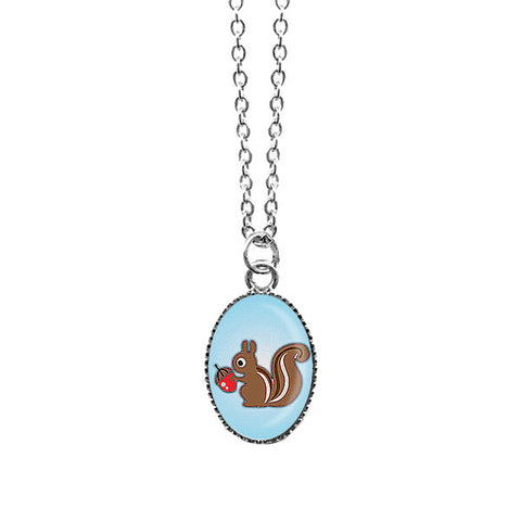 LAVISHY handmade cute & dainty squirrel rhodium plated necklace