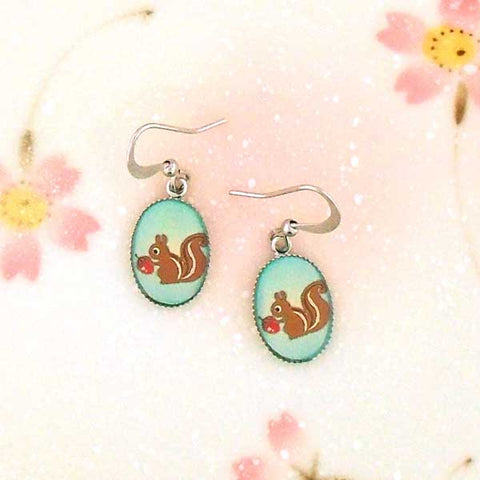 LAVISHY handmade cute & dainty squirrel rhodium plated earrings