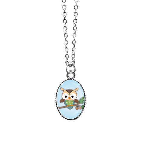 LAVISHY handmade cute & dainty owl rhodium plated necklace