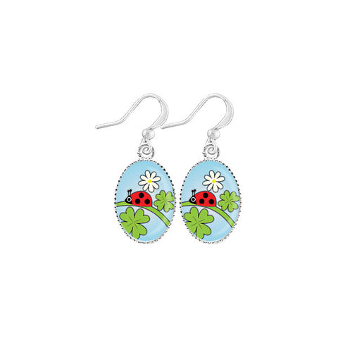 LAVISHY handmade cute & dainty ladybug rhodium plated earrings