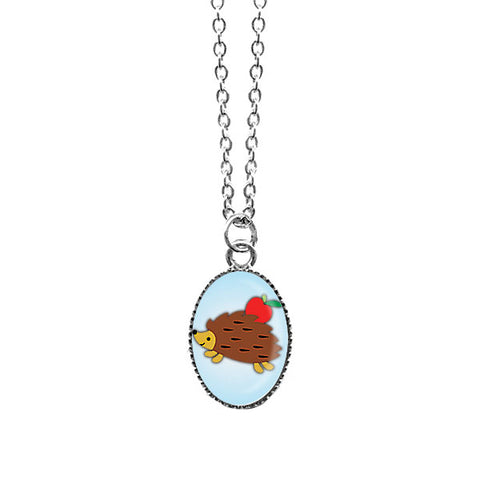 LAVISHY handmade cute & dainty hedgehog rhodium plated necklace