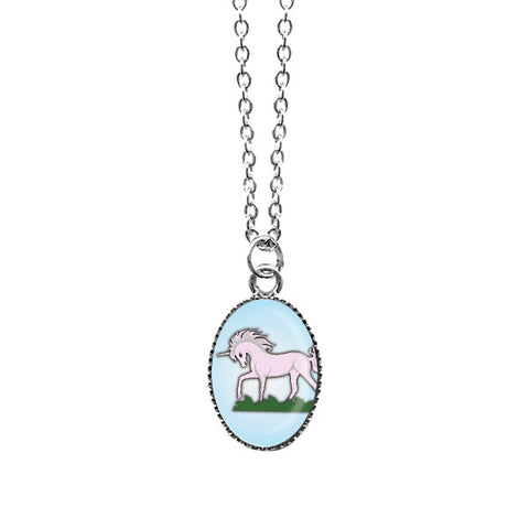 LAVISHY handmade cute & dainty pink unicon rhodium plated necklace