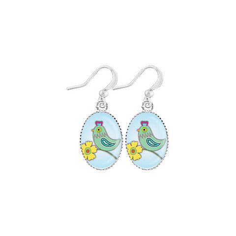 LAVISHY handmade cute & dainty bird rhodium plated earrings