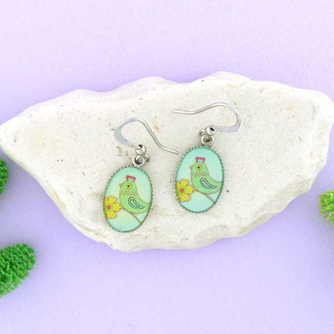 LAVISHY handmade cute & dainty bird rhodium plated earrings