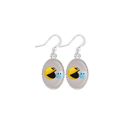 LAVISHY handmade cute & dainty Pacman ghosts rhodium plated earrings
