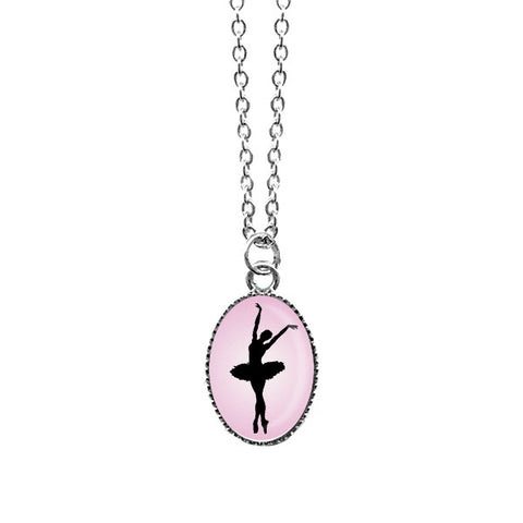 LAVISHY handmade cute & dainty ballet dancer rhodium plated necklace