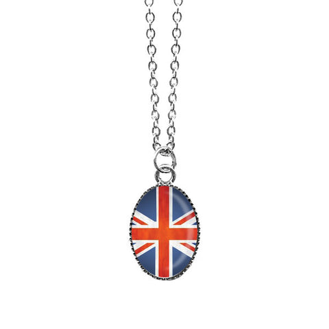 LAVISHY handmade cute & dainty Union Jack rhodium plated necklace
