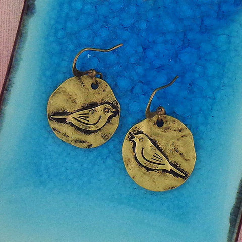 LAVISHY handmade vintage style Bird & Happiness earrings