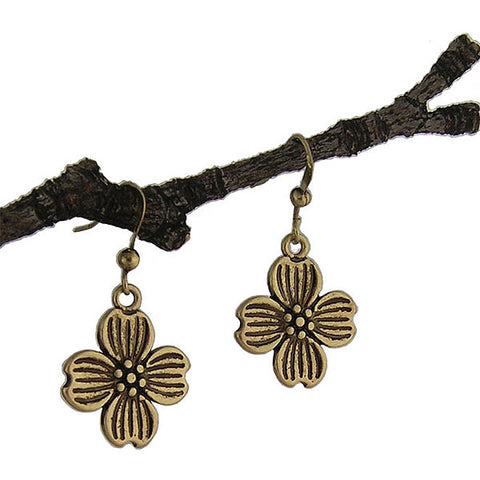 LAVISHY handmade vintage style dogwood flower & faith earrings