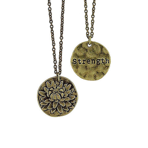 LAVISHY handmade reversible chrysanthemum flower & strength pendant necklace. Wholesale available at www.lavishy.com