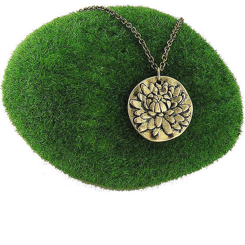 LAVISHY handmade reversible chrysanthemum flower & strength pendant necklace. Wholesale available at www.lavishy.com