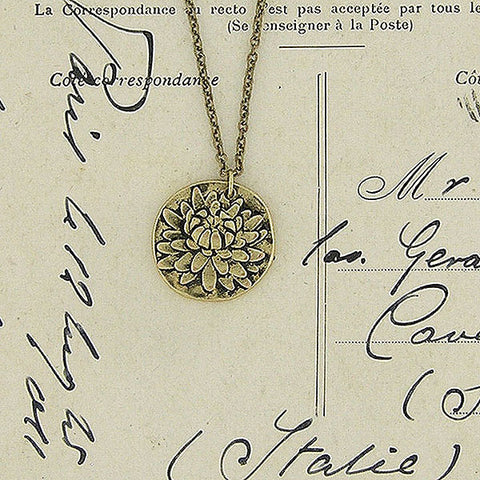 LAVISHY handmade reversible chrysanthemum flower & strength pendant necklace. Wholesale available at www.lavishy.com