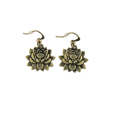 LAVISHY handmade vintage style lotus flower & peace earrings